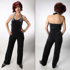 Gray velvet jumpsuit size xs